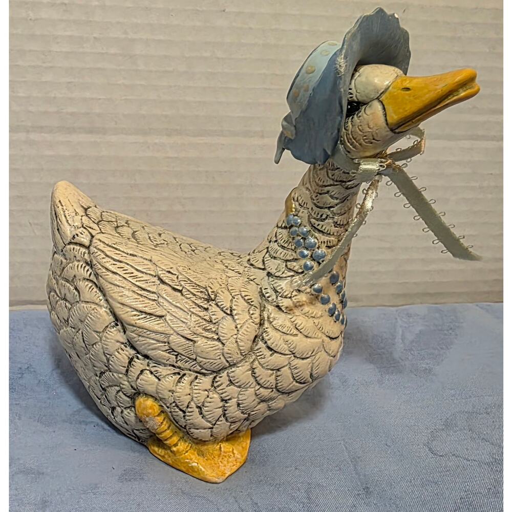 Vintage 1987 Ceramic Goose Figurines Pair Cowboy Bonnet Country Farmhouse - Picture 4 of 16